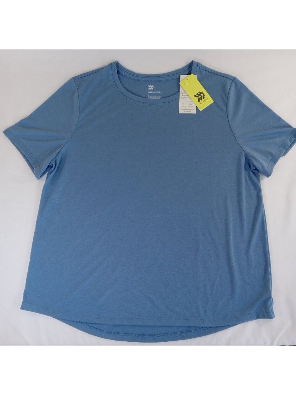 All in Motion Women's Beyond Ease Crew Neck Tee Size L Blue Moisture Wicking